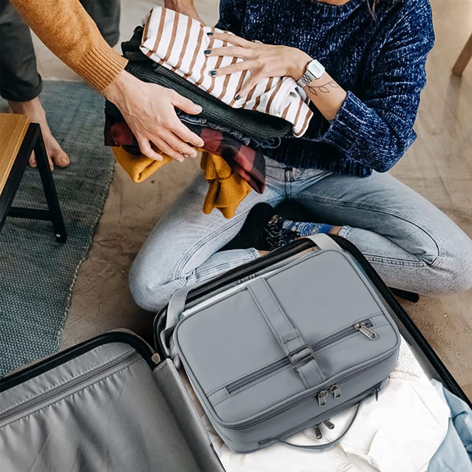 Toiletry Bag for Men， Hanging Travel Bag for Toiletries， Shaving Bag for Men Travel， Toiletry Bags for Traveling， Large Travel Size Toiletry Organizer (2022 Upgraded) ， Travel Case Kit Accessories - Image 5